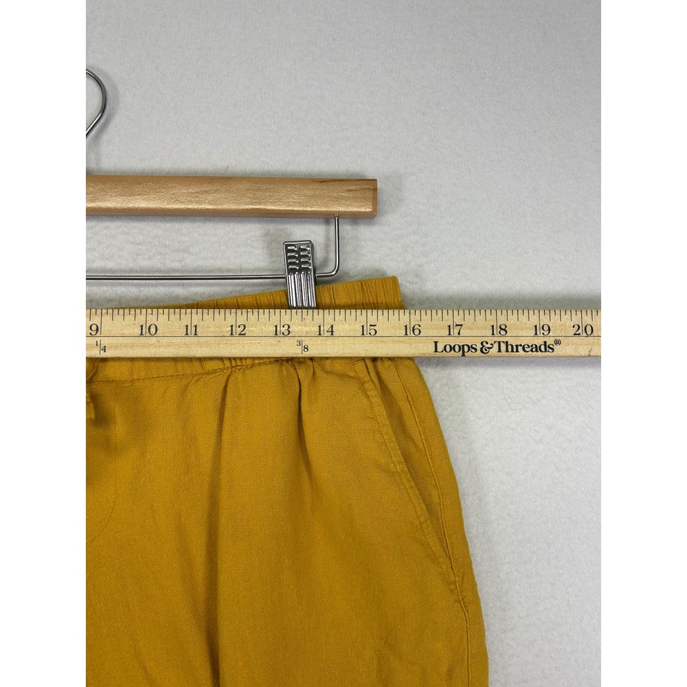 Summer Boho Old Navy Womens Medium Mustard Yellow Linen Blend Drawstring Shorts - Picture 5 of 9